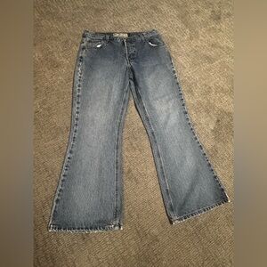 American Eagle 12p flare button flap blue jeans